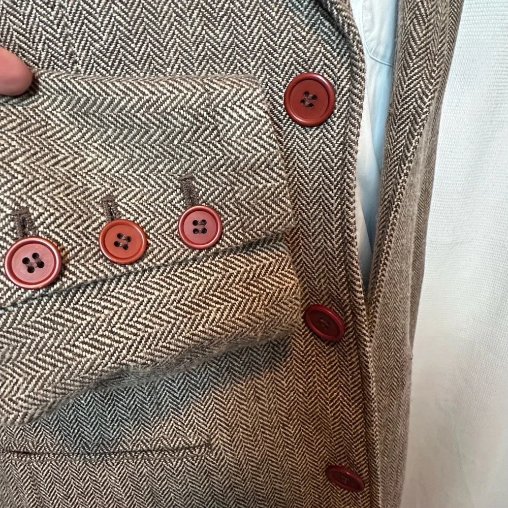 Men’s Fossil XL‎ Brown Two-Button Herringbone Sport Coat Blazer Jacket